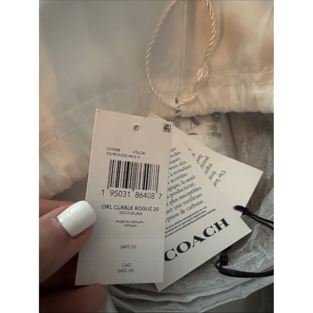 Coach Rogue 20 Magenta Pink Glovetanned Leather Tea Rose Floral Bag CH586 NEW - Picture 9 of 9